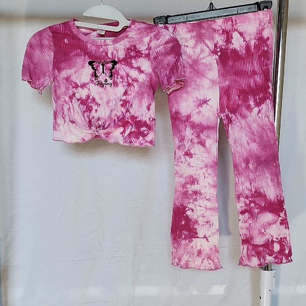 SHEIN Pink Tie-Dye Butterfly Kids Set
